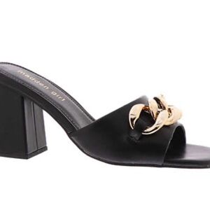 Madden Girl Black Heels with Gold Chain Accent